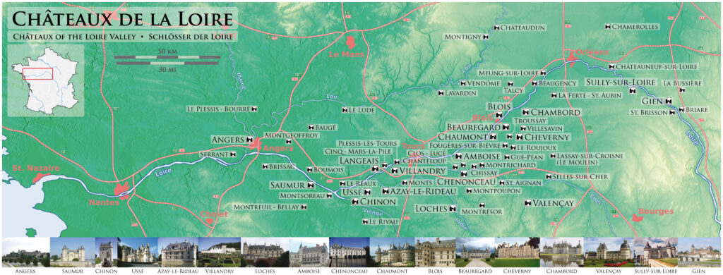 Carte des châteaux de la Loire